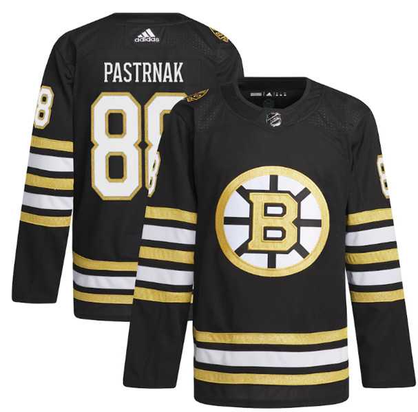 Men%27s Boston Bruins #88 David Pastrnak Black 100th Anniversary Stitched Jersey Dzhi->boston bruins->NHL Jersey